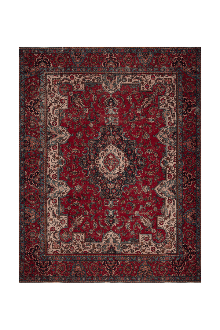 Vintage Southeastern Persian Style Oversize Rug 10x13 ft — Red & Blue Medallion