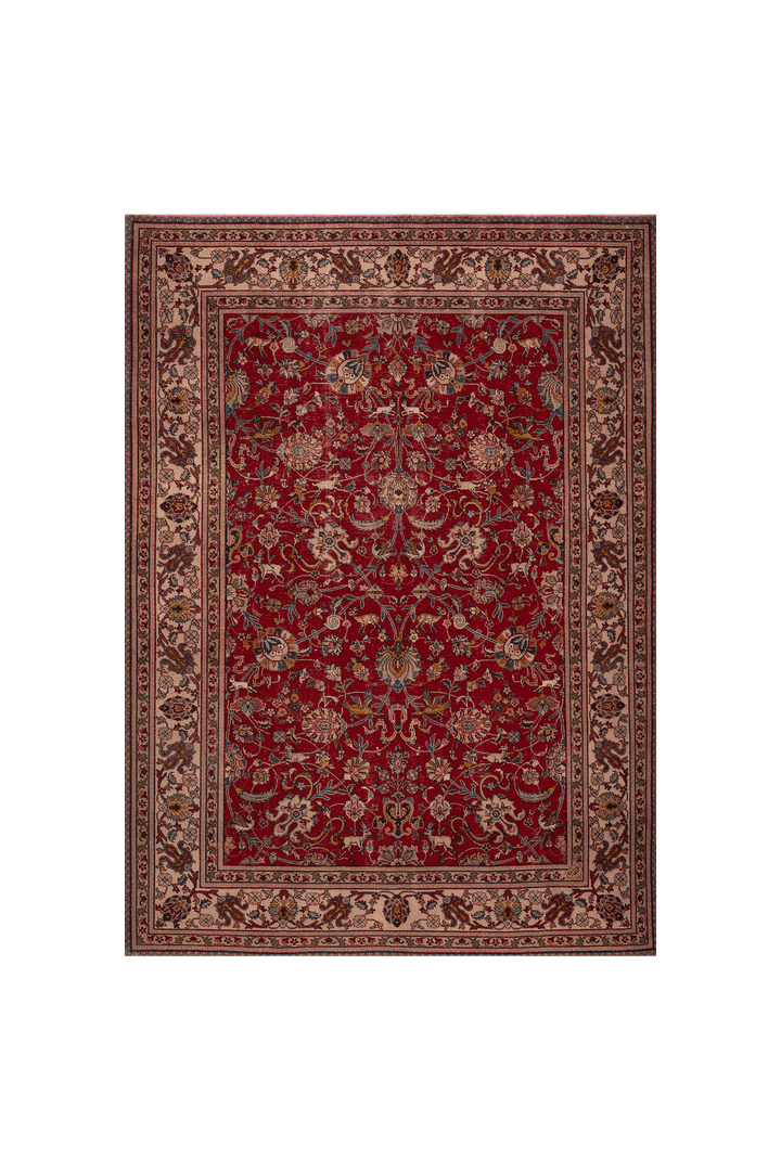 Vintage Southeastern Persian Style Oversize Rug 8x11 ft — Red & Beige Floral