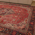 Vintage Southeastern Persian Style Oversize Rug 10x13 ft — Red & Blue Medallion