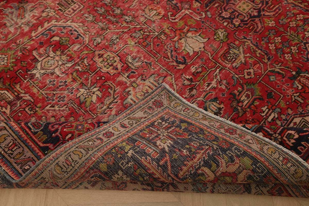 Vintage Southeastern Persian Style Oversize Rug 10x13 ft — Red & Blue Medallion