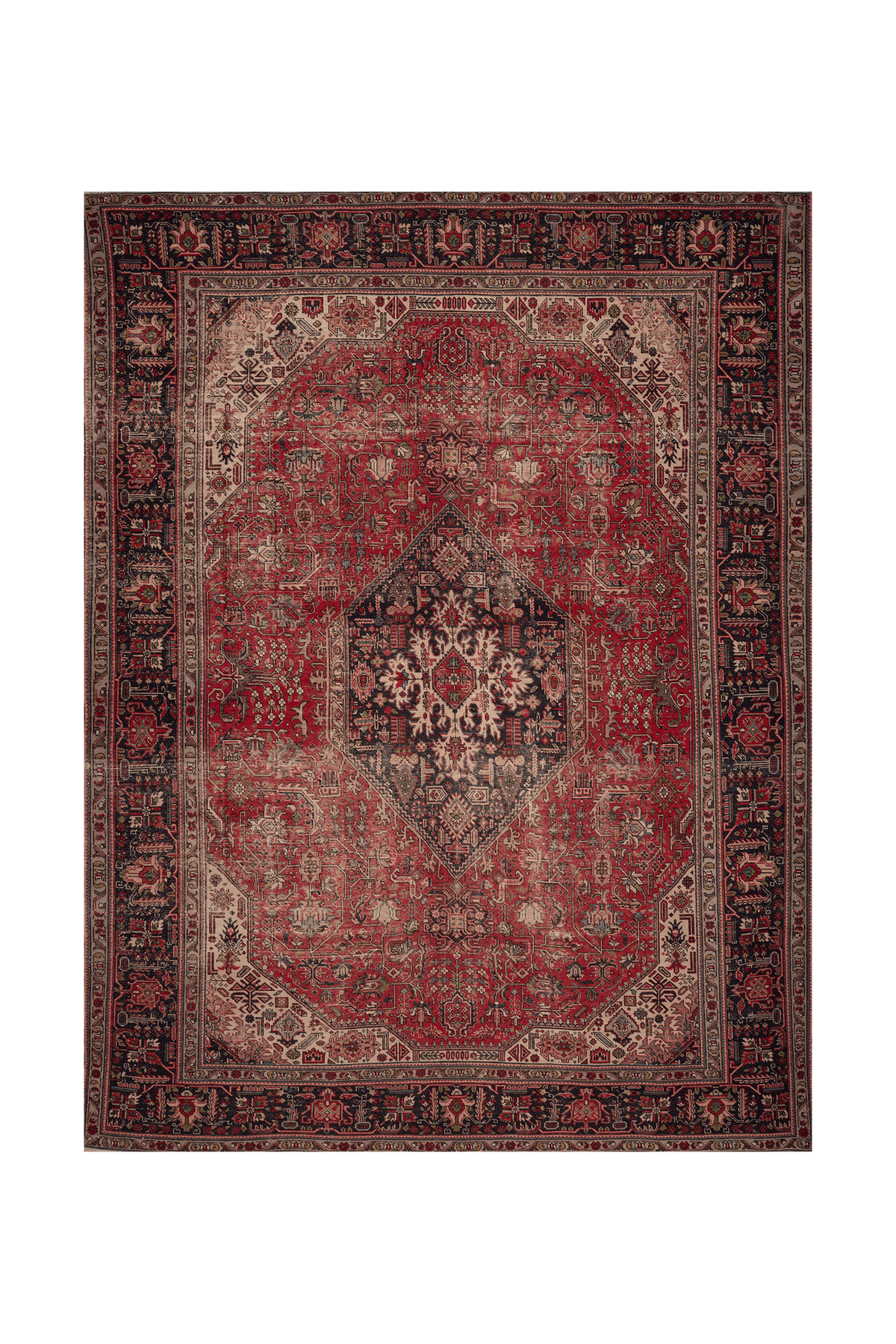 Vintage Southeastern Persian Style Oversize Rug 10x13 ft — Red & Blue Medallion