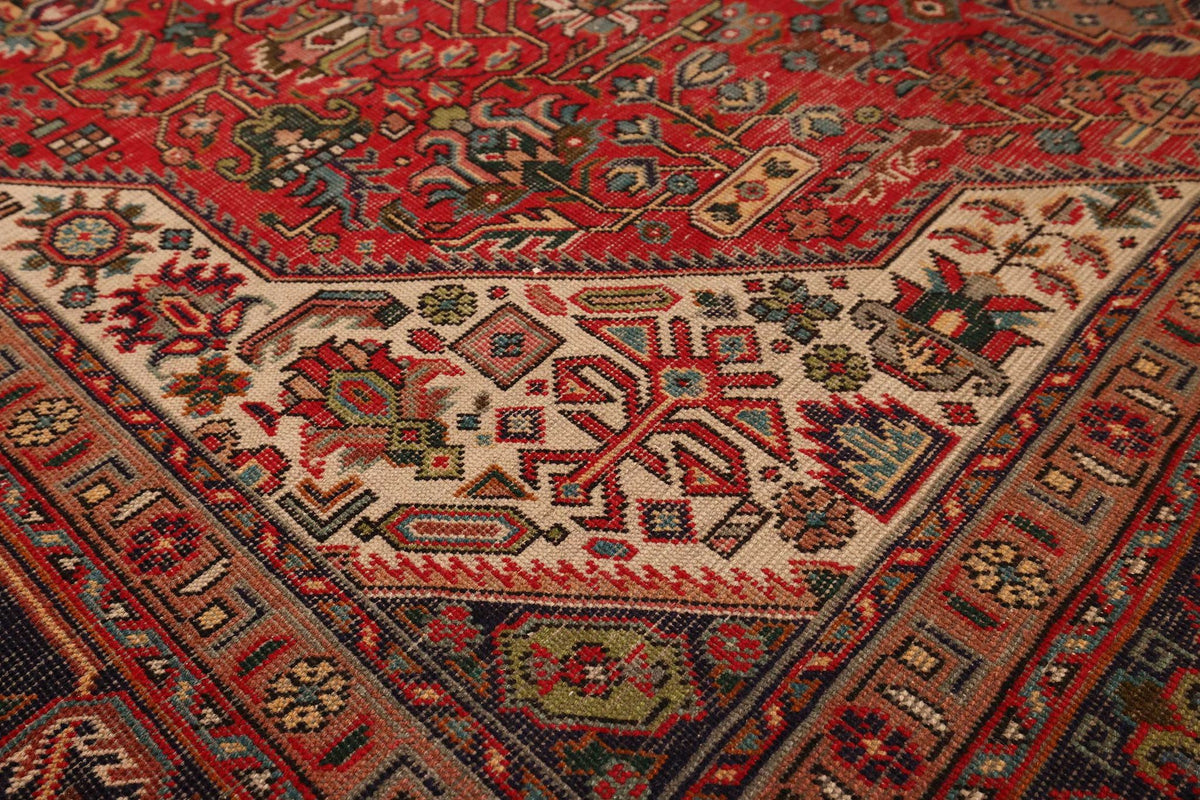 Vintage Southeastern Persian Style Oversize Rug 10x13 ft — Red & Brown Medallion