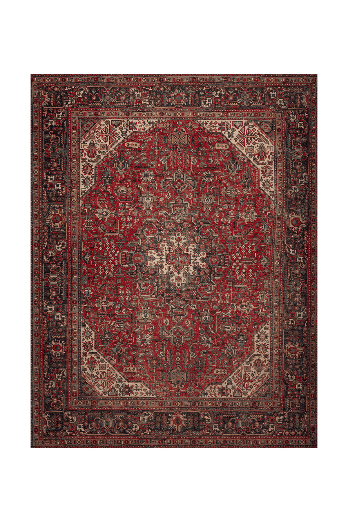 Vintage Southeastern Persian Style Oversize Rug 10x13 ft — Red & Brown Medallion