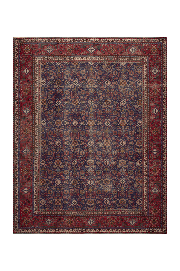 Vintage Southeastern Persian Style Oversize Rug 10x13 ft — Blue & Red Floral