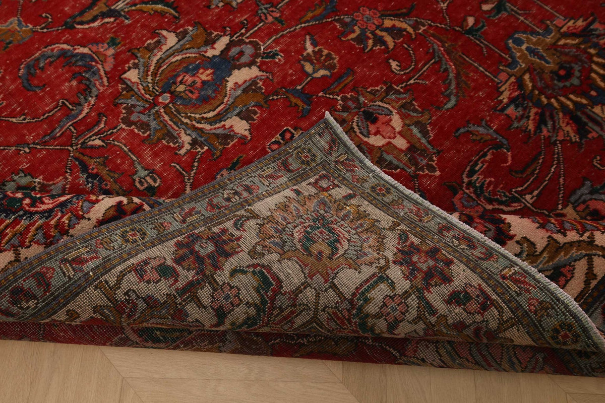 Vintage Southeastern Persian Style Oversize Rug 10x13 ft — Red & Beige Floral