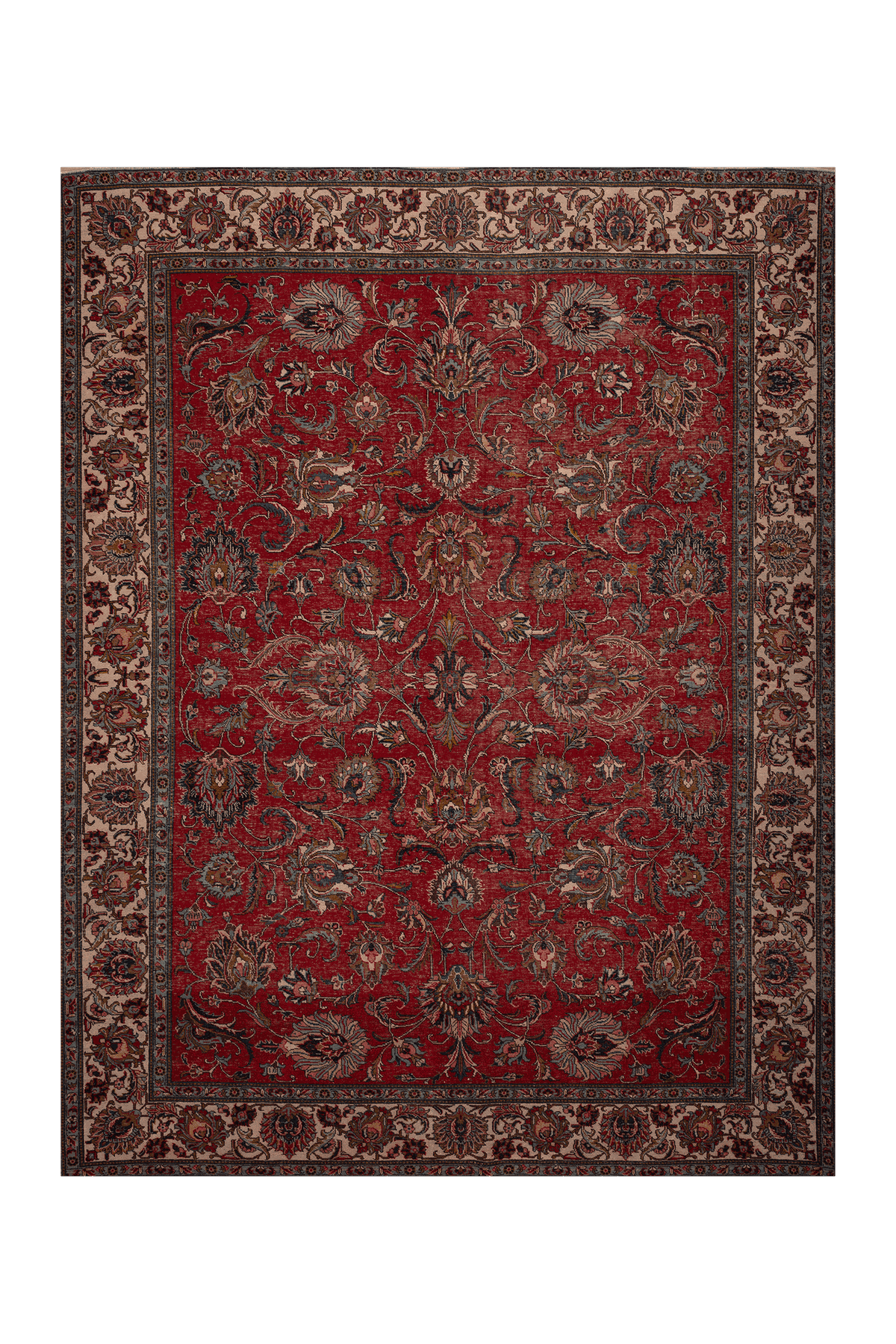 Vintage Southeastern Persian Style Oversize Rug 10x13 ft — Red & Beige Floral