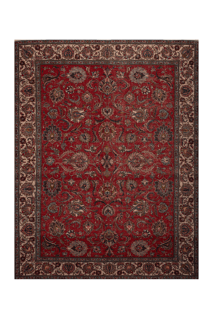 Vintage Southeastern Persian Style Oversize Rug 10x13 ft — Red & Beige Floral