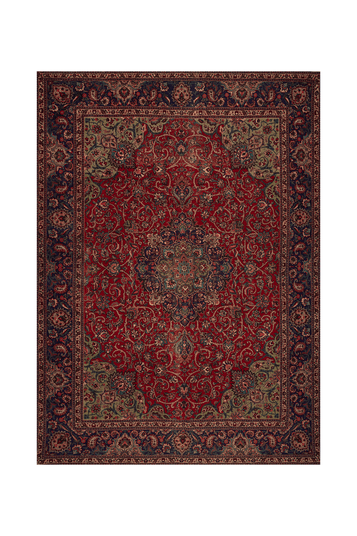 Vintage Southeastern Persian Style Oversize Rug 9x13 ft — Red & Blue Medallion