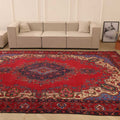Vintage Southeastern Persian Style Oversize Rug 9x13 ft — Red & Blue Medallion