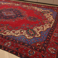 Vintage Southeastern Persian Style Oversize Rug 9x13 ft — Red & Blue Medallion