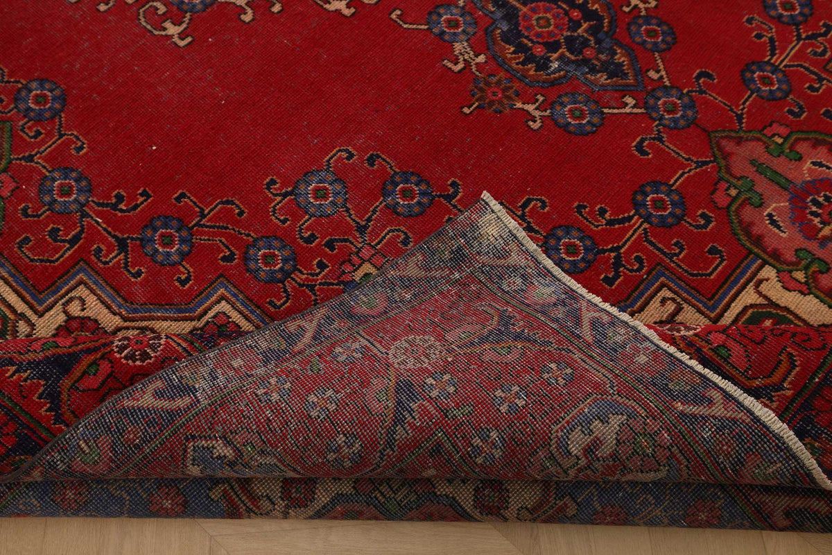 Vintage Southeastern Persian Style Oversize Rug 9x13 ft — Red & Blue Medallion