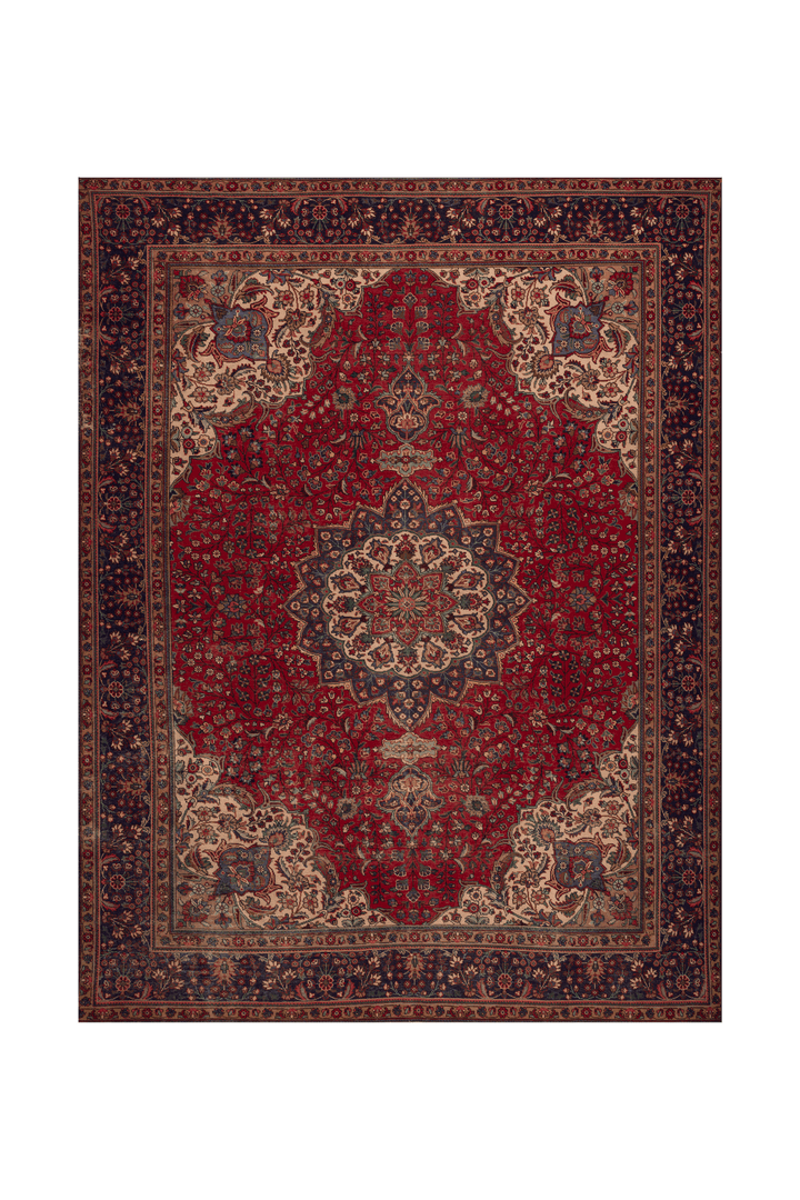 Vintage Southeastern Persian Style Oversize Rug 9x12 ft — Red & Blue Medallion
