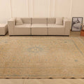 Vintage Southeastern Persian Style Oversize Rug 10x13 ft — Beige & Blue Medallion