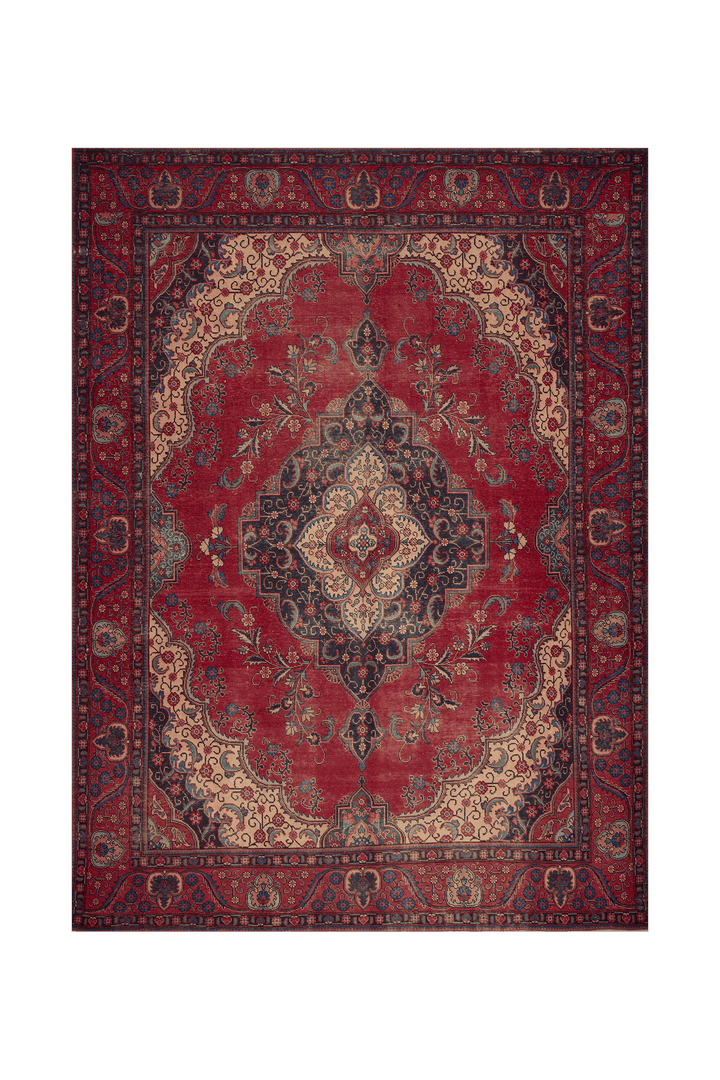 Vintage Southeastern Persian Style Oversize Rug 9x13 ft — Red & Blue Medallion