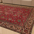 Vintage Southeastern Persian Style Oversize Rug 8x11 ft — Red & Beige Floral