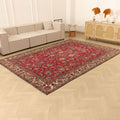 Vintage Southeastern Persian Style Oversize Rug 8x11 ft — Red & Beige Floral