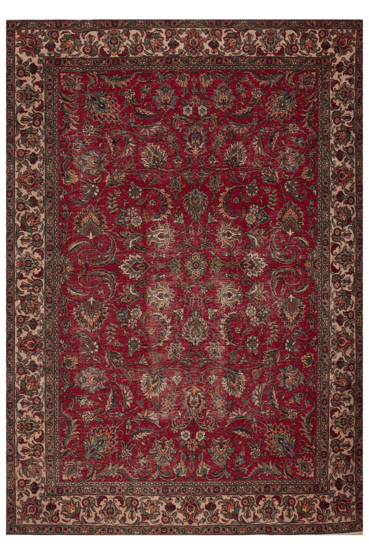 Vintage Southeastern Persian Style Oversize Rug 8x11 ft — Red & Beige Floral