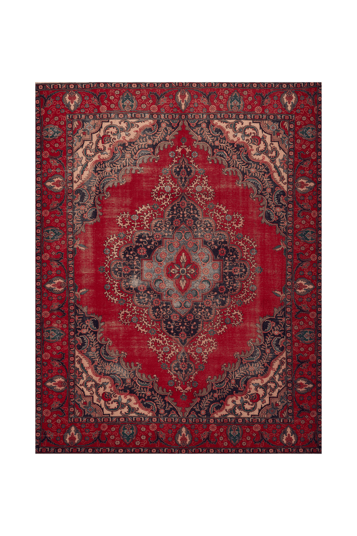 Vintage Southeastern Persian Style Oversize Rug 9x12 ft — Red & Blue Medallion