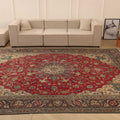 Vintage Southeastern Persian Style Oversize Rug 10x13 ft — Red & Beige Medallion