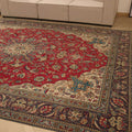 Vintage Southeastern Persian Style Oversize Rug 10x13 ft — Red & Beige Medallion