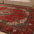 Vintage Southeastern Persian Style Oversize Rug 10x13 ft — Red & Blue Medallion