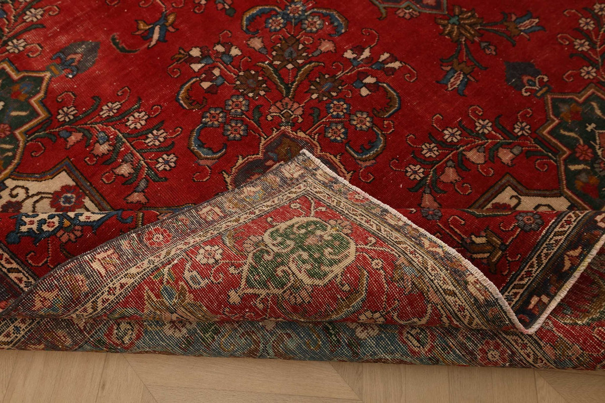 Vintage Southeastern Persian Style Oversize Rug 10x13 ft — Red & Blue Medallion