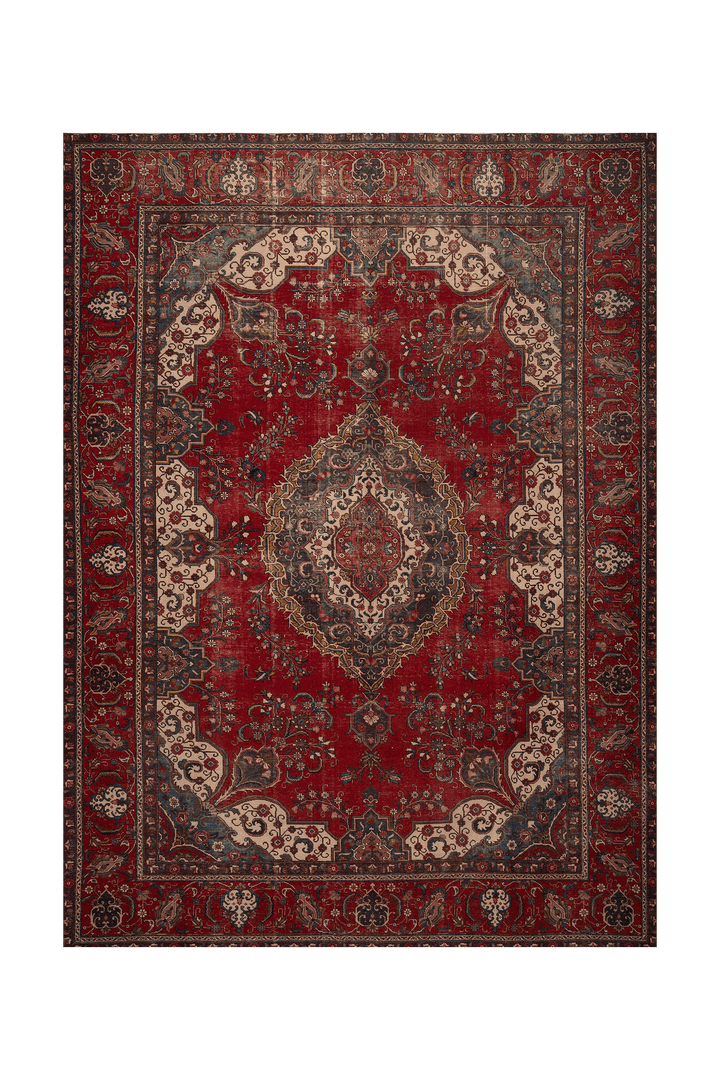 Vintage Southeastern Persian Style Oversize Rug 10x13 ft — Red & Blue Medallion