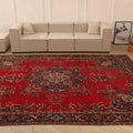 Vintage Southeastern Persian Style Oversize Rug 10x13 ft — Red & Blue Medallion
