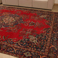 Vintage Southeastern Persian Style Oversize Rug 10x13 ft — Red & Blue Medallion