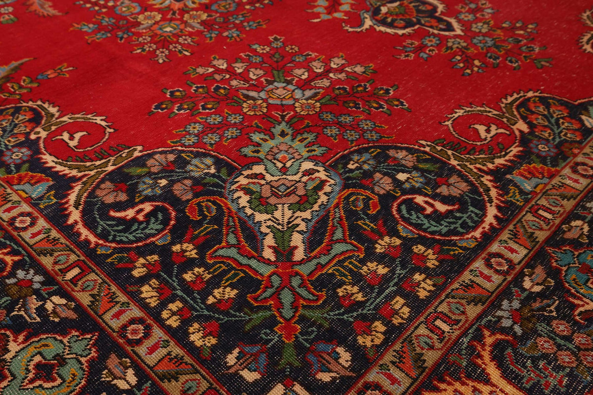 Vintage Southeastern Persian Style Oversize Rug 10x13 ft — Red & Blue Medallion