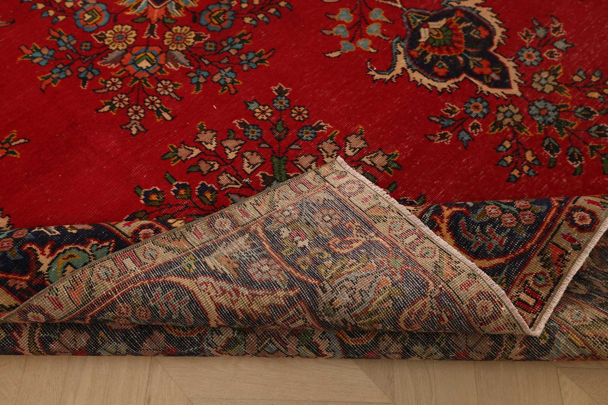 Vintage Southeastern Persian Style Oversize Rug 10x13 ft — Red & Blue Medallion