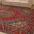 Vintage Southeastern Persian Style Oversize Rug 9x13 ft — Red & Blue Medallion