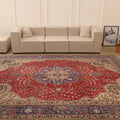 Vintage Southeastern Persian Style Oversize Rug 10x13 ft — Red & Blue Medallion