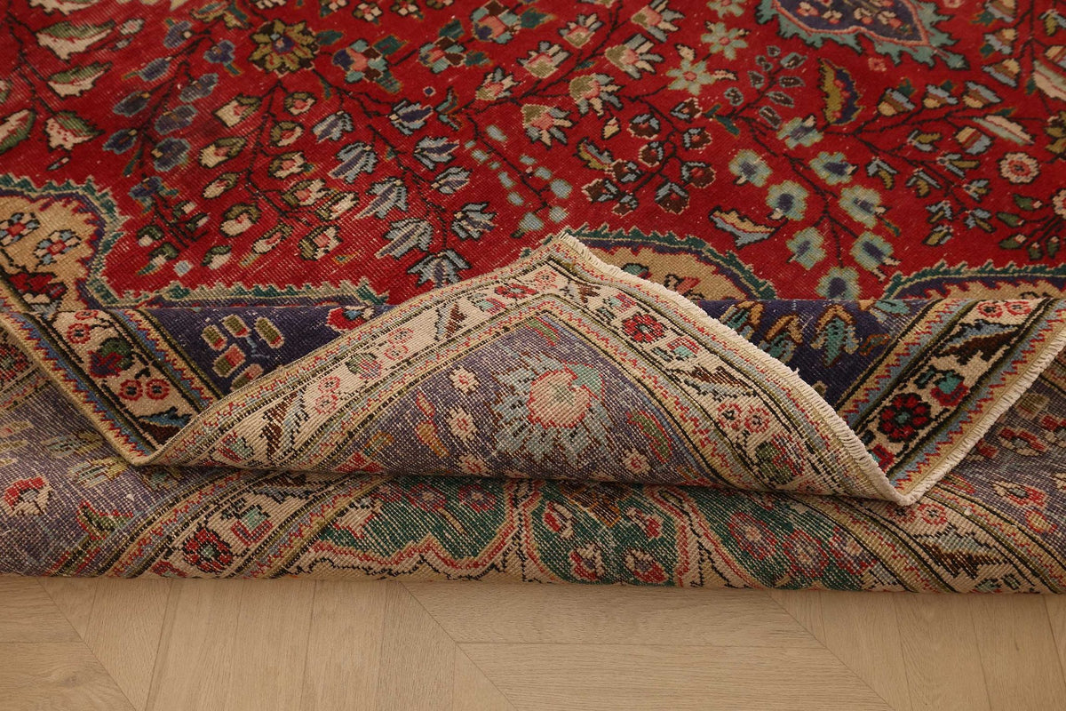 Vintage Southeastern Persian Style Oversize Rug 10x13 ft — Red & Blue Medallion