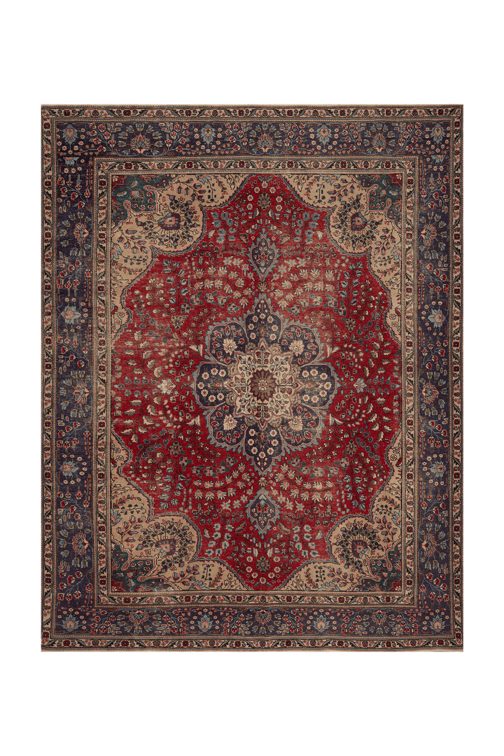 Vintage Southeastern Persian Style Oversize Rug 10x13 ft — Red & Blue Medallion