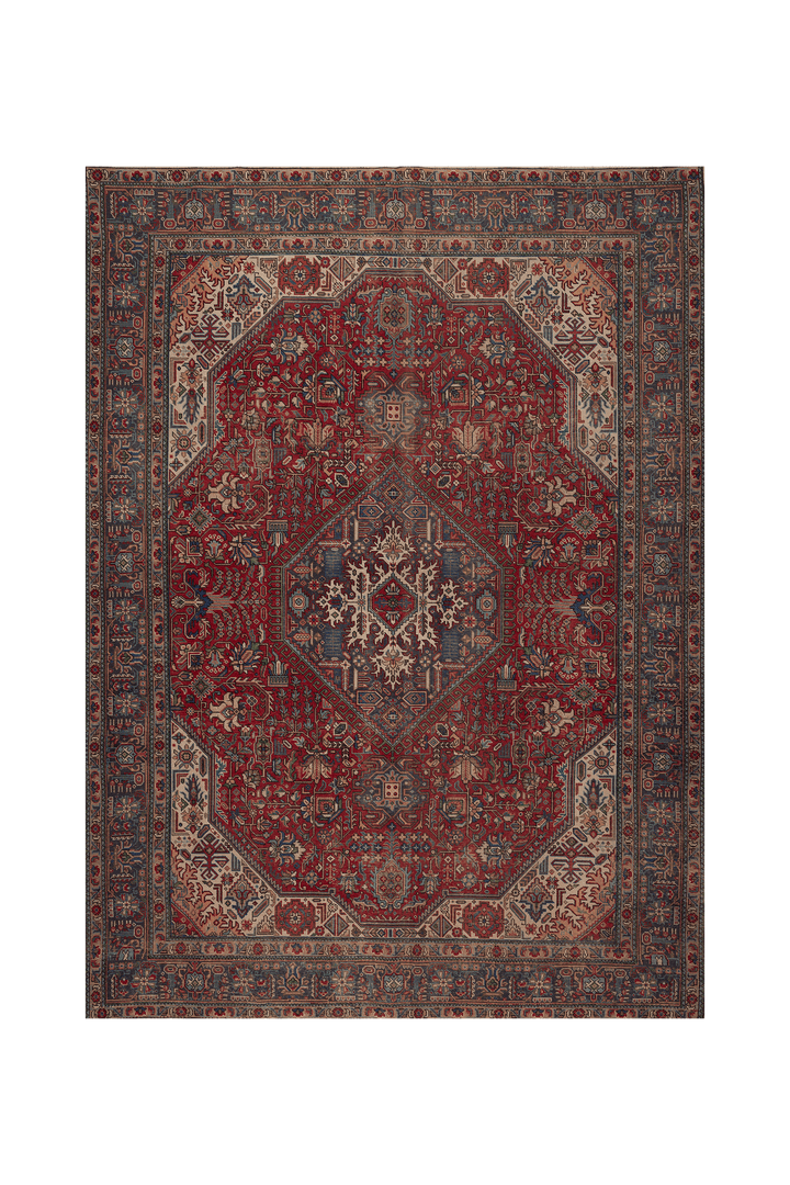 Vintage Southeastern Persian Style Oversize Rug 9x13 ft — Red & Blue Medallion