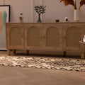 Handmade white and brown wool-cotton Kilim runner rug with geometric patterns in a farmhouse living room.