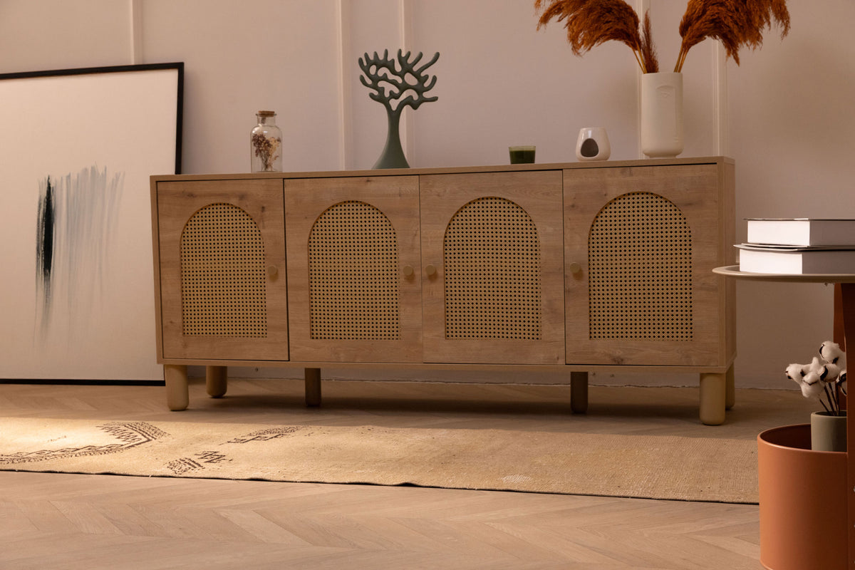 Vintage beige and brown geometric Turkish runner rug, 2x11 ft, handmade wool and cotton in a farmhouse hallway setting.