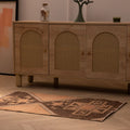 Vintage 2x4 ft Turkish wool and cotton doormat with orange and brown geometric patterns on a wooden floor.