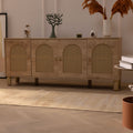 Vintage 2x10 ft beige and brown geometric Turkish runner rug in a farmhouse living room.