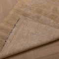 Hand-woven vintage Turkish runner rug in beige and brown wool and cotton with a textured geometric weave.