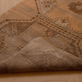 Hand-woven vintage Turkish runner rug in beige and brown with a distressed geometric pattern and wool-cotton blend.