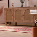Handmade pink and white geometric Persian-style wool and cotton runner rug, 2.8 x 9.7 ft, in a bohemian living room.