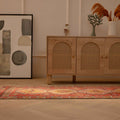 Handmade 2.5x10.5 ft Turkish runner rug in red and brown wool-cotton blend with bohemian geometric patterns.