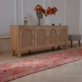 Handmade 2.7x12.6 ft Persian-style wool and cotton runner rug in brown and pink with a maximalist floral bohemian pattern.