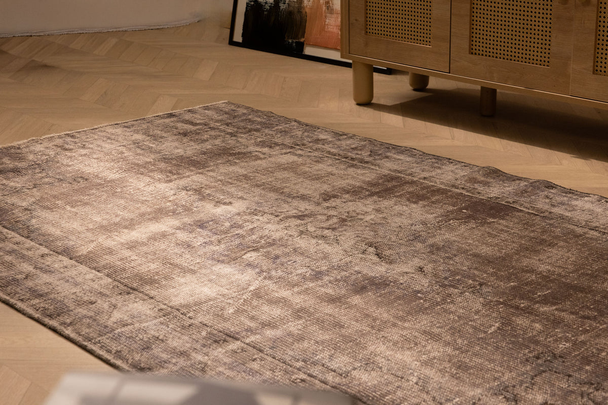 Vintage Manisa Turkish Area Rug 4x8 ft — Gray Distressed (No. 43815)