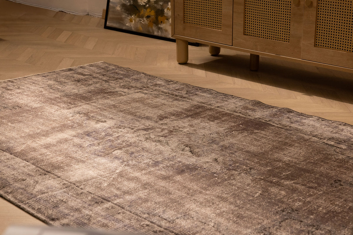 Vintage Manisa Turkish Area Rug 4x8 ft — Gray Distressed (No. 43815)