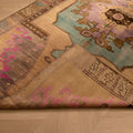 Vintage Kars Turkish Area Rug 5x9 ft — Beige & Navy Medallion