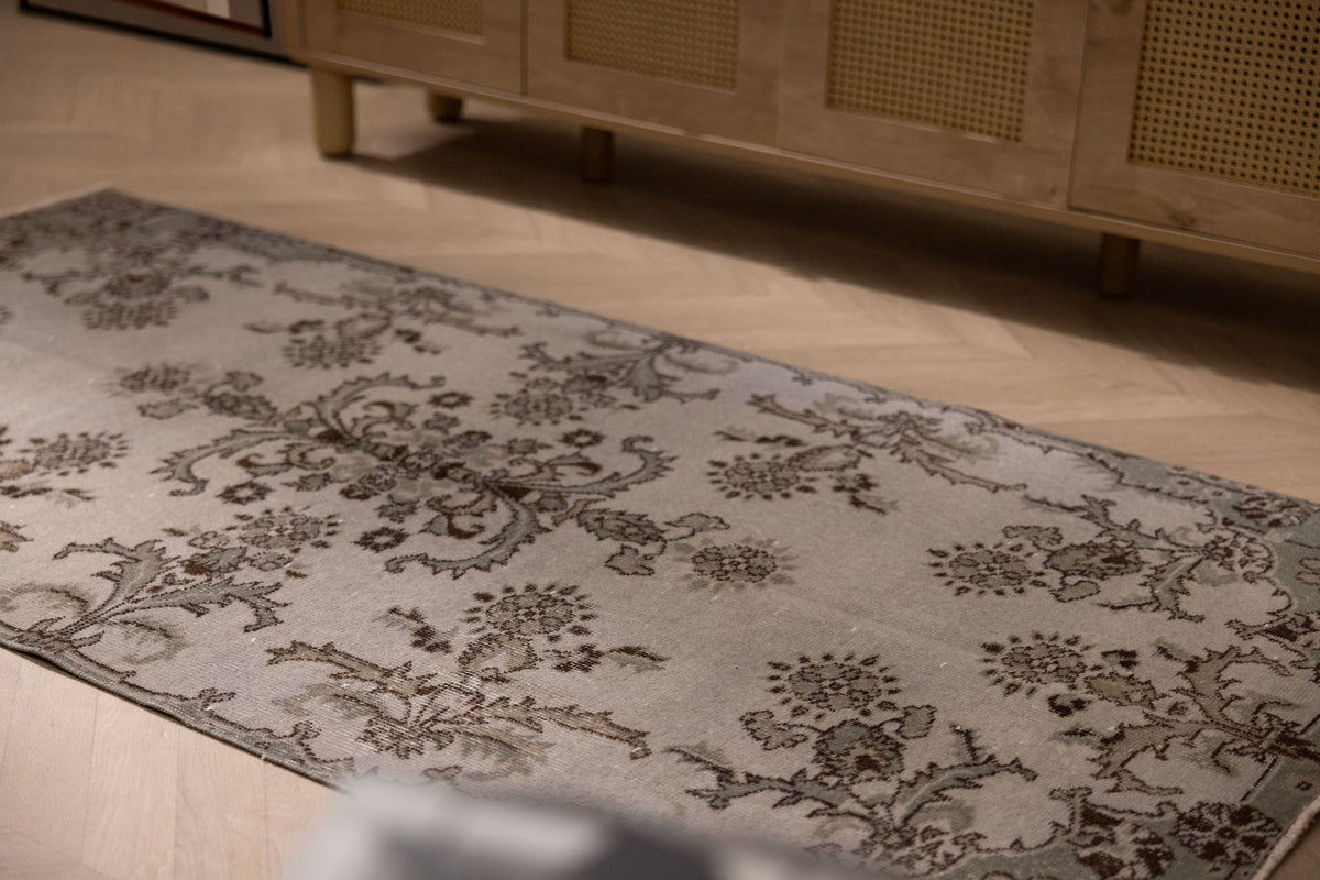 Vintage Isparta Turkish Area Rug 3x6 ft — Gray Overdyed