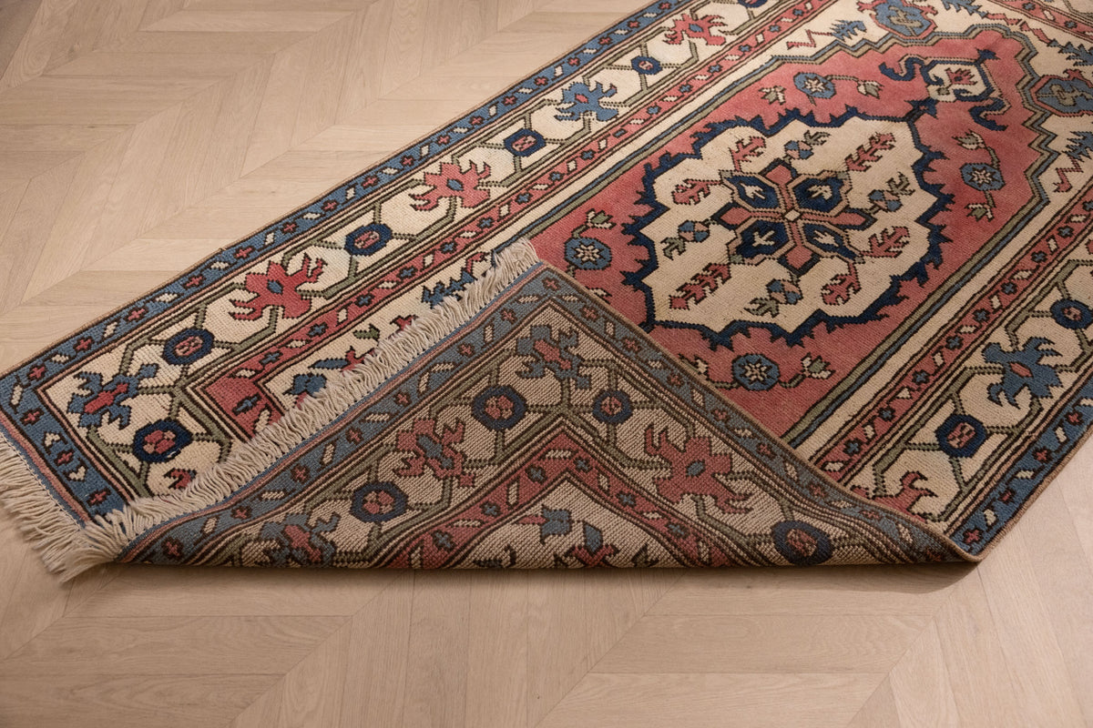 Vintage Niğde Turkish Area Rug 3x7 ft — Pink Floral